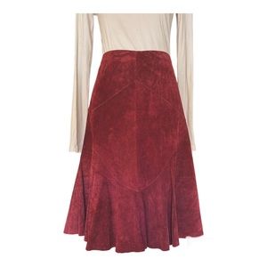 Ideology Suede Leather Skirt Size 4 Burgundy Maroon